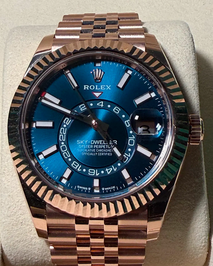 2026 Rolex Sky-Dweller 42MM Blue Dial Rose Gold Jubilee Bracelet (336935)