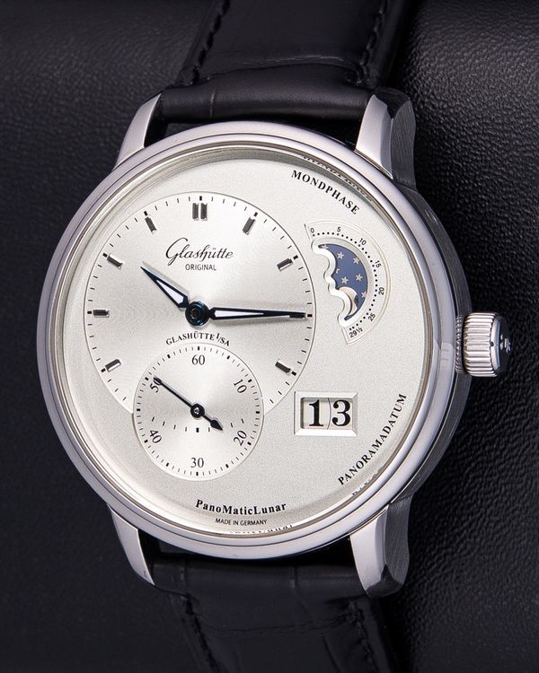 2020 Glashütte Original PanoMaticLunar 40MM Silver Dial Leather Strap (1-90-02-42-32-05)