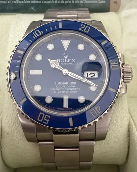 2013 Rolex Submariner Date "Smurf" 40MM Blue Dial White Gold Oyster Bracelet (116619LB)