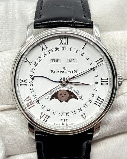 2022 Blancpain Villeret Quantième Complet Phases de Lune 40MM White Dial Leather Strap (6654-1127-55B)