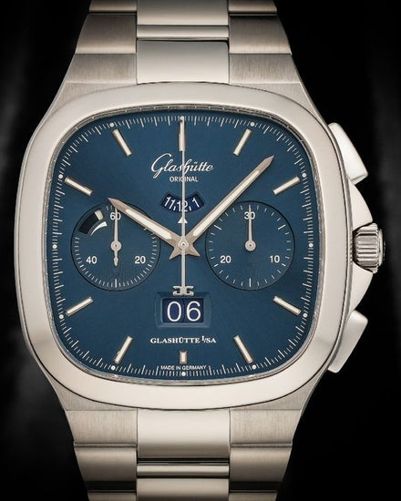 2023 Glashütte Original Seventies Panorama Date Chronograph 40MM Blue Dial Steel Bracelet (1-37-02-08-02-70)