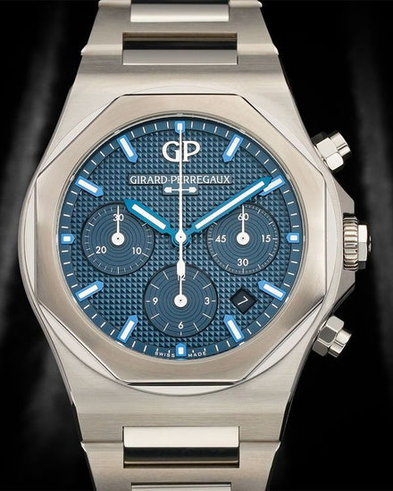 2026 Girard Perregaux Laureato Chronograph 42MM Blue Dial Steel Bracelet (81020-11-431-11A)