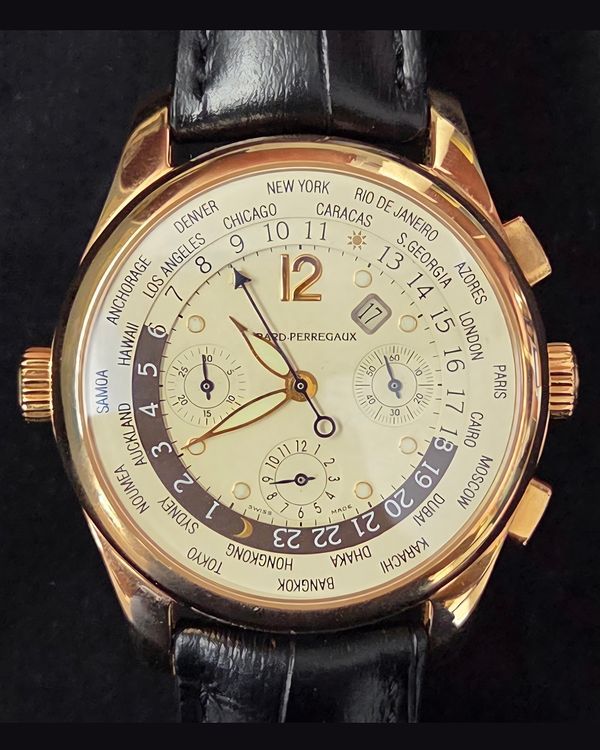 Girard Perregaux World Time Chronograph 43MM White Dial Leather Strap (4980)