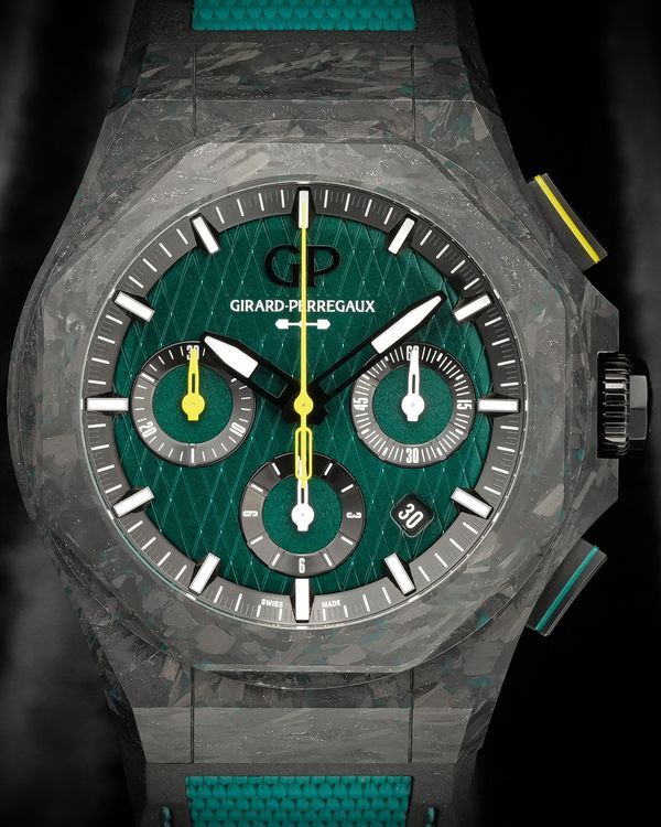 2023 Girard Perregaux Laureato Absolute  Chronograph "Aston Martin F1" L.E. 44MM Green Dial Rubber Strap (81060.41.3071.1CX)