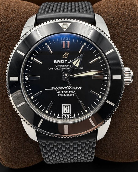 No Reserve - 2019 Breitling Superocean Heritage II 42MM Black Dial Rubber Strap (AB2010121B1A1)