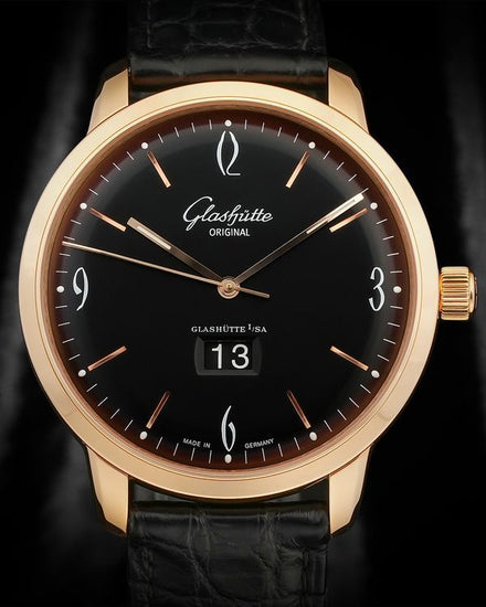 2017 Glashütte Original Sixties 42MM Black Dial Leather Strap (2-39-47-02-01-04)