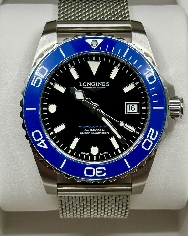 No Reserve - 2026 Longines HydroConquest 39MM Black Dial Steel Bracelet (L3.779.4.90.6)