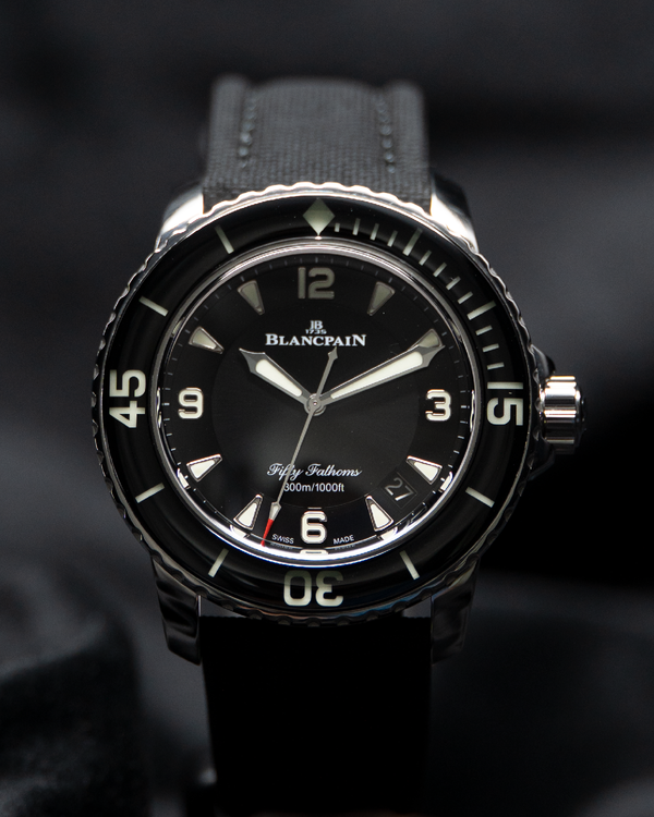 No Reserve - 2023 Blancpain Fifty Fathoms 45MM Black Dial Textile Strap (5015-1130-52B)