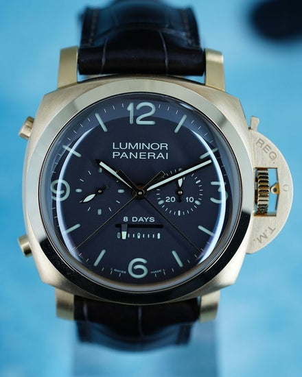 2014 Panerai Luminor Rattrapante 1950 8 Days 47MM Brown Dial Leather Strap (PAM00319)