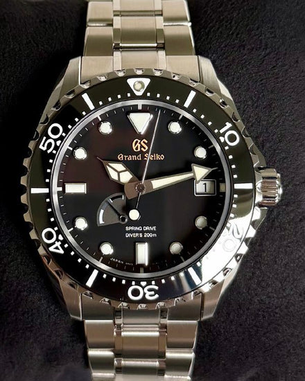 2023 Grand Seiko Spring Drive Diver 200M 44MM Black Dial Titanium Bracelet (SBGA463)