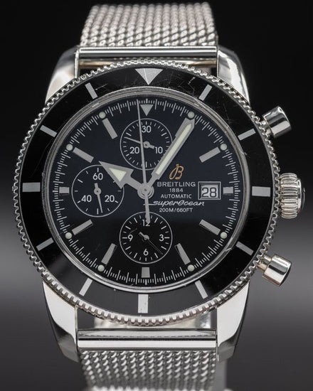 No Reserve - 2013 Breitling Superocean Heritage Chronograph 46MM Black Dial Steel Bracelet (A1332024/B908)