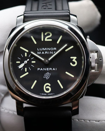 2018 Panerai Luminor Marina Logo 44MM Black Dial Rubber Strap (PAM01005)