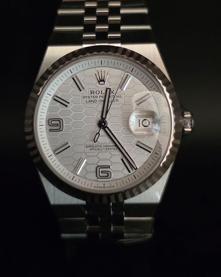 2026 Rolex Land-Dweller 40MM White "Honeycomb" Dial Flat Jubilee Bracelet (127334)