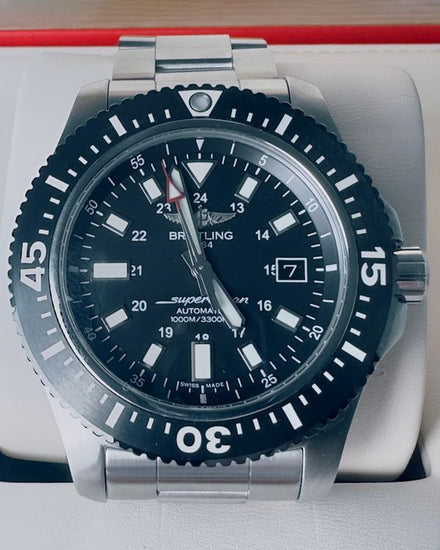 2018 Breitling Superocean 44MM Black Dial Steel Bracelet (Y1739310/BF45)