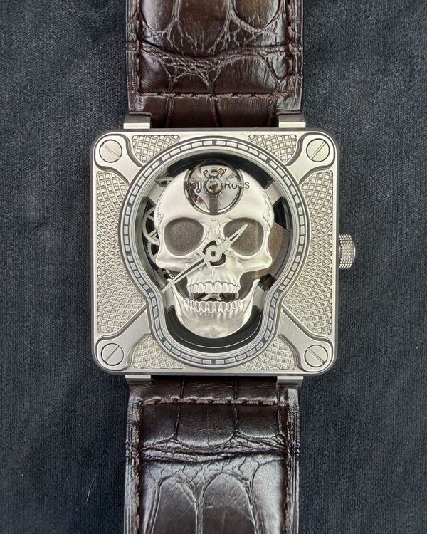 No Reserve - 2018 Bell & Ross Laughing Skull L.E 46MM Skeleton Dial Leather Strap (BR01-SKULL-SK-ST)