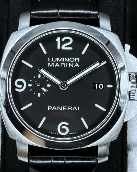 2009 Panerai Luminor Marina 1950 44MM Black Dial Leather Strap (PAM00312)