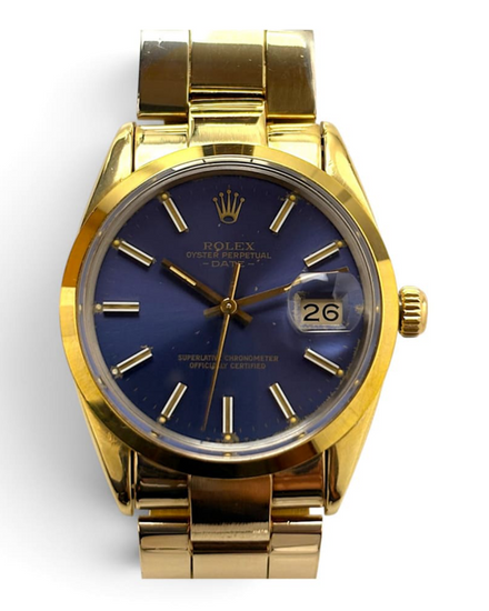 Rolex Datejust 34MM Blue Dial Yellow Gold Oyster Bracelet (15505)