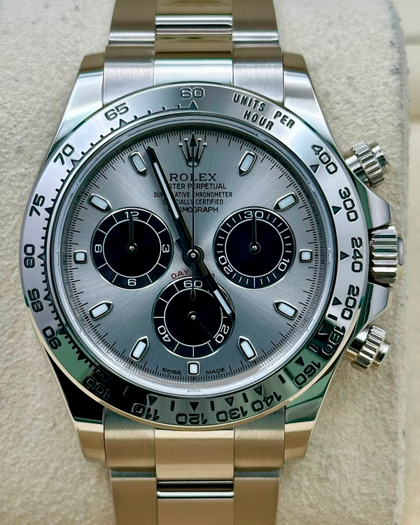 2018 Rolex Cosmograph Daytona 40MM Silver Dial White Gold Oyster Bracelet (116509)