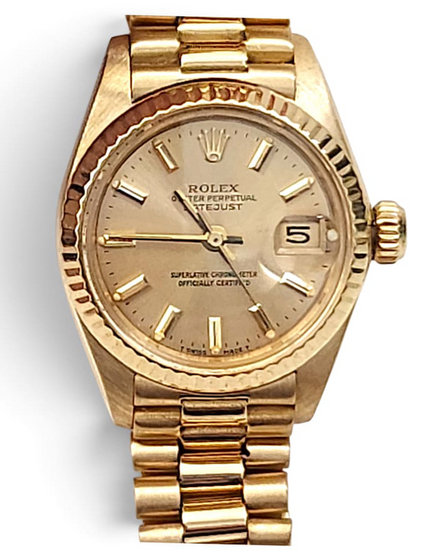 Rolex Lady-Datejust 26MM Champagne Dial Yellow Gold President Bracelet (6917)