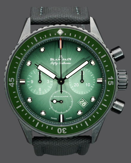 No Reserve - Blancpain Fifty Fathoms Bathyscaphe 43.6MM Green Dial Textile Strap (5200 0153 B52A)