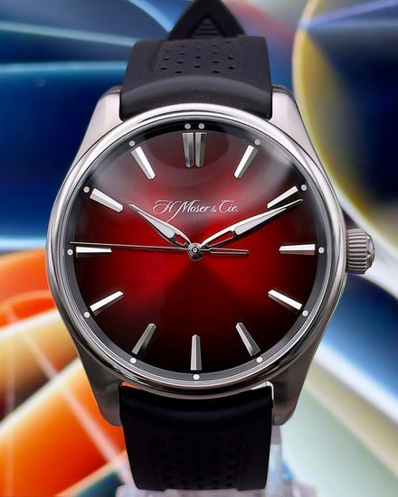2023 H. Moser & Cie Pioneer 43MM Red Dial Rubber Strap (3200-1207)