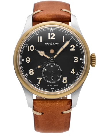 Montblanc 1858 Dual Time 44MM Black Dial Leather Strap (116479)