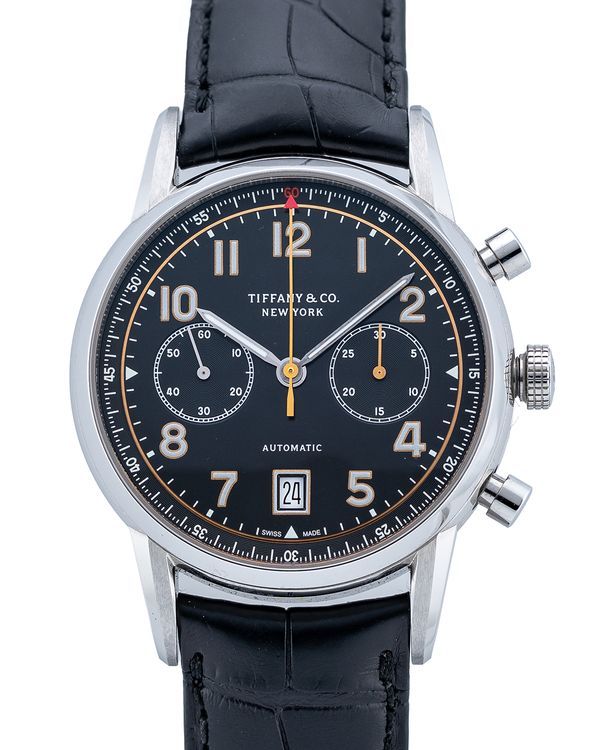 Tiffany CT60 "New York Minute" Chronograph 42MM Black Dial Leather Strap (34668418)