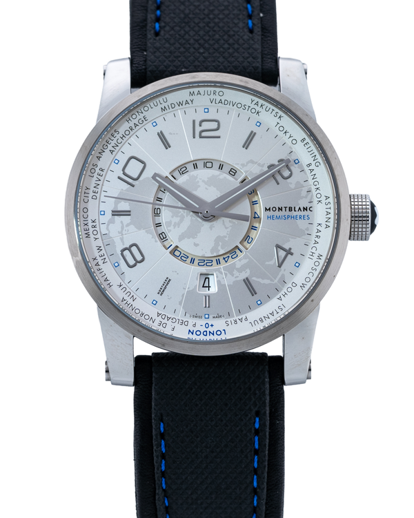 Montblanc Timewalker 42MM Silver Dial Leather Strap (108955)