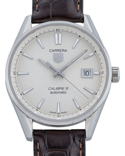 Tag Heuer Carrera 39MM Silver Dial Leather Strap (WAR211B.FC6181)