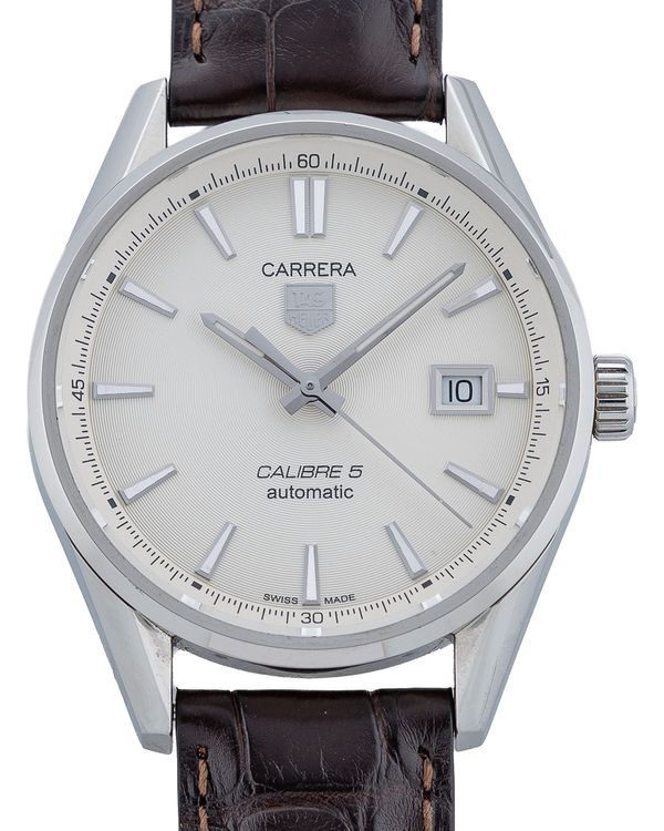 Tag Heuer Carrera 39MM Silver Dial Leather Strap (WAR211B.FC6181)