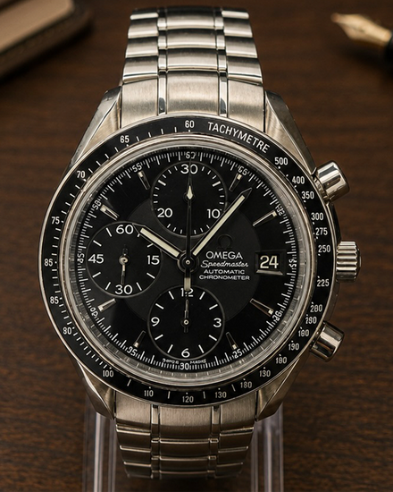 No Reserve - Omega Speedmaster Date 40MM Black Dial Steel Bracelet (3210.50.00)