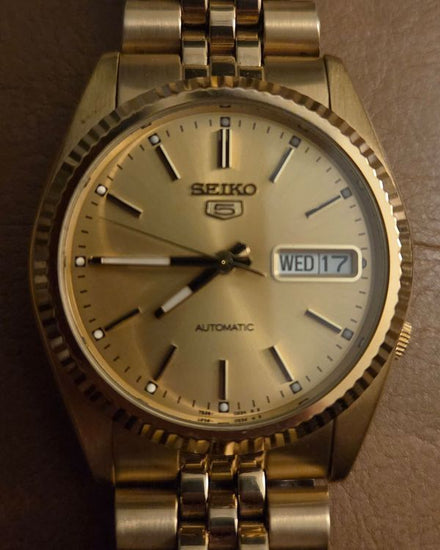Seiko 5 37MM Champagne Dial Steel Bracelet (SKXP256)