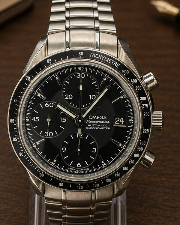 No Reserve - Omega Speedmaster Date 40MM Black Dial Steel Bracelet (3210.50.00)