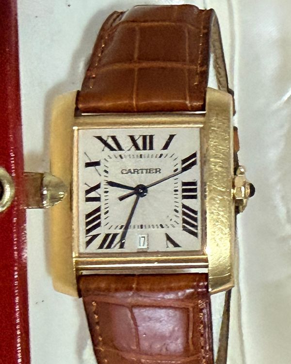 1997 Cartier Tank Française 28MM White Dial Leather Strap (1840)