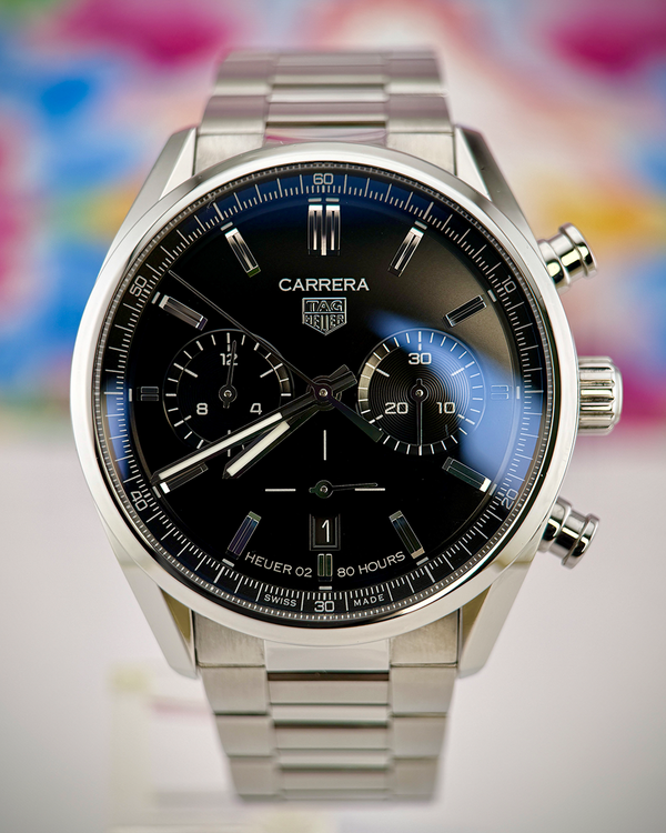 No Reserve - 2024 Tag Heuer Carrera Chronograph 42MM Black Dial Steel Bracelet (CBN2010.BA0642)