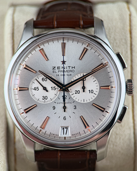 2014 Zenith El Primero "Captain" 42MM Silver Dial Leather Strap (03.2110.400/01.C49)