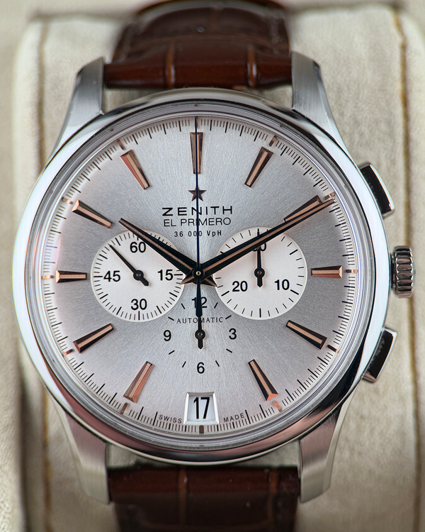 2015 Zenith El Primero 42MM Silver Dial Leather Strap (03.2100.400/01.C494)