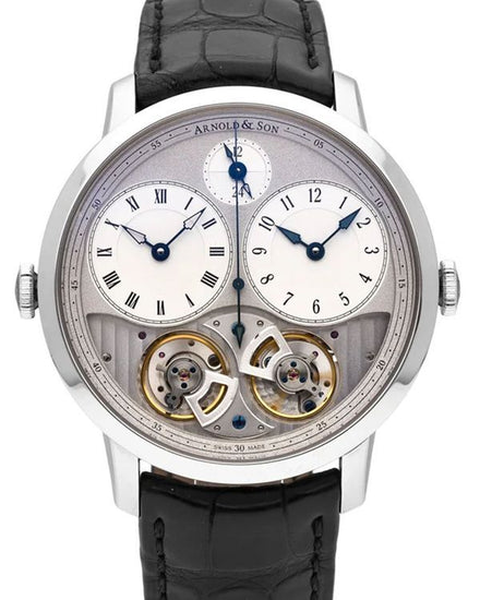 Arnold & Son DSTB DBG Equation GMT 44MM Silver Dial Leather Strap (1DGAS.S01A.C121S)