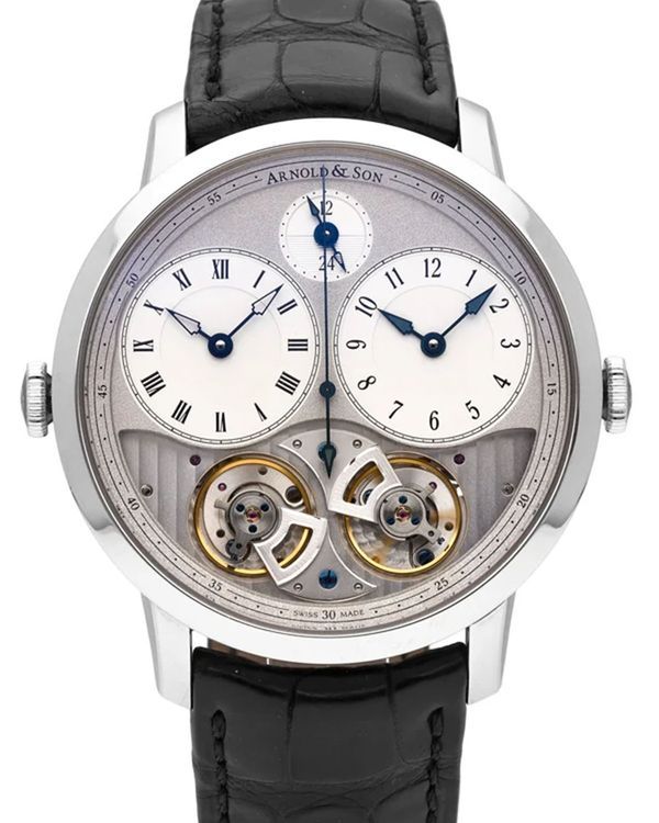 (Working) Arnold & Son DSTB DBG Equation GMT 44MM Silver Dial Leather Strap (1DGAS.S01A.C121S)