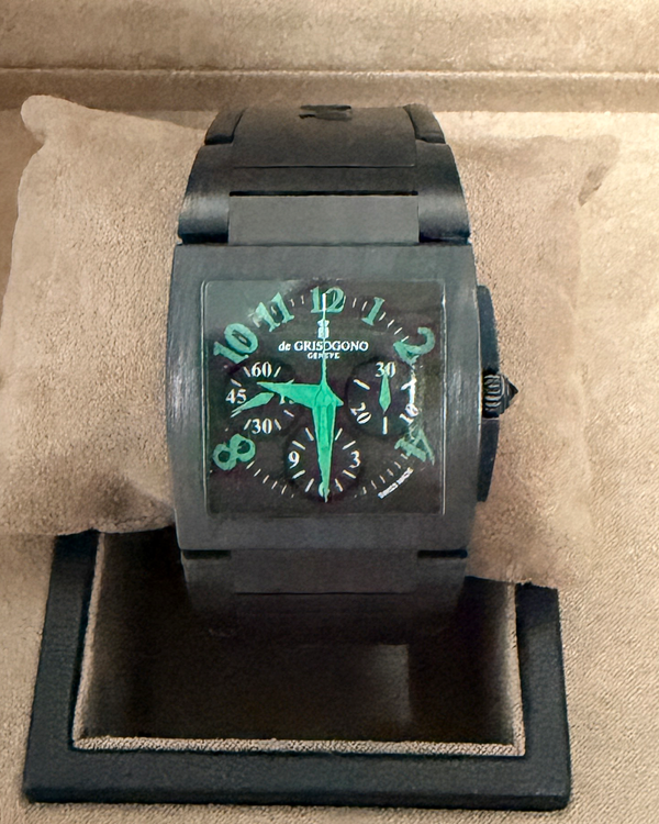 De Grisogono Instrumento NºUNO Carbon Chrono L.E. 33MM Black Dial Rubber Strap (N01)