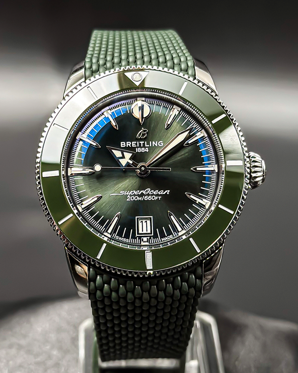 2026 Breitling Superocean Heritage 44MM Green Dial Rubber Strap (AB3111361L1S1)