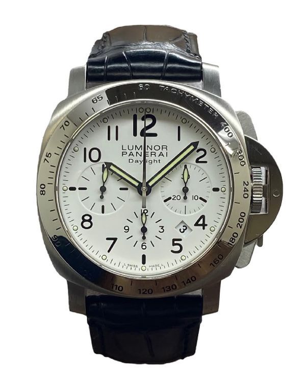 2006 Panerai Luminor Chrono Daylight 44MM White Dial Leather Strap (PAM00188)