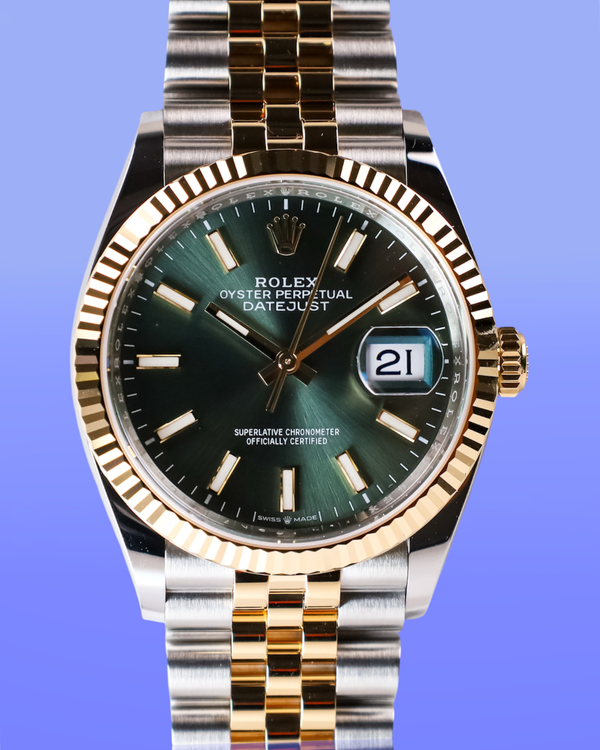 2026 Rolex Datejust 36MM "Olive" Green Dial Two-Tone Jubilee Bracelet (126233)