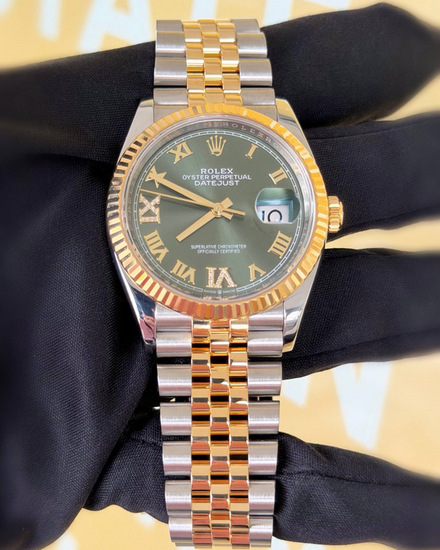 2022 Rolex Datejust 36MM "Olive" Green Dial Two-Tone Jubilee Bracelet (126233)