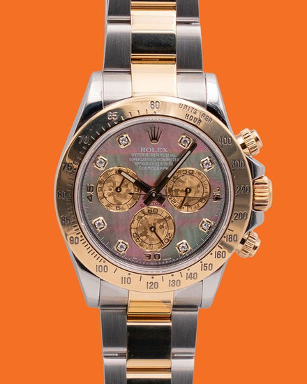 2012 Rolex Oyster Perpetual 40MM Dark  "Tahitian" Mother Of Pearl Dial Two-Tone Oyster Bracelet (116523)