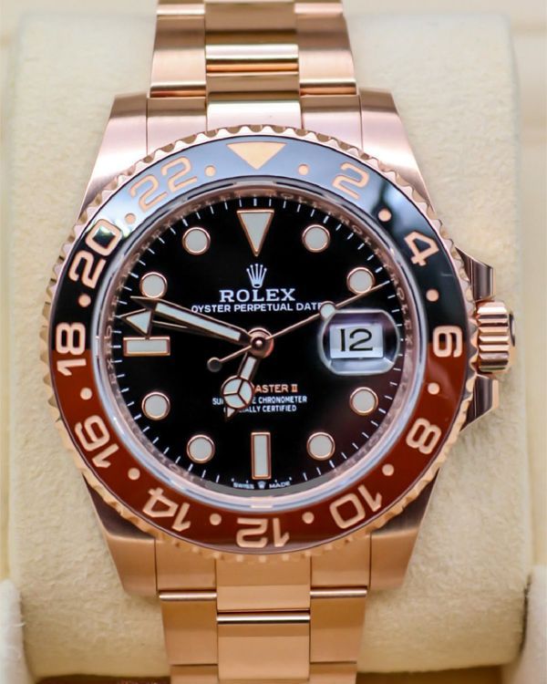 2020 Rolex GMT-Master II "Rootbeer" 40MM Black Dial Rose Gold Oyster Bracelet (126715CHNR)