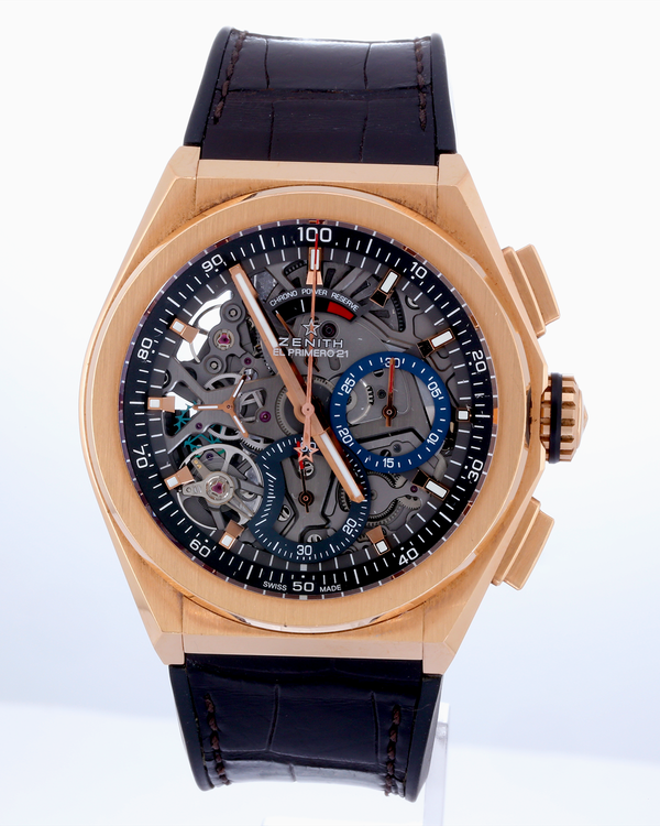 2021 Zenith El Primero 21 44MM Skeleton Dial Leather Strap (18.9000.9004/71.R585)