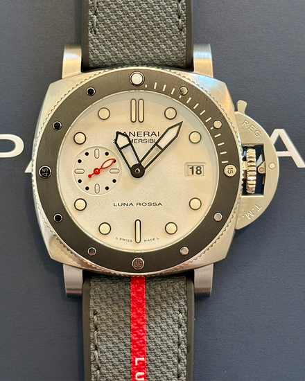 No Reserve - 2026 Panerai Submersible Luna Rossa 42MM White Dial Textile Strap (PAM01579)