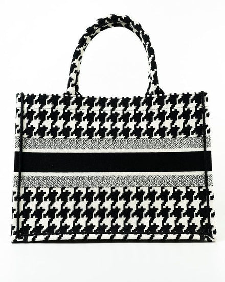 Dior Book Tote Houndstooth Bag 14.25 x 10.75 x 6.55IN Canvas Canvas Strap (Book Tote)