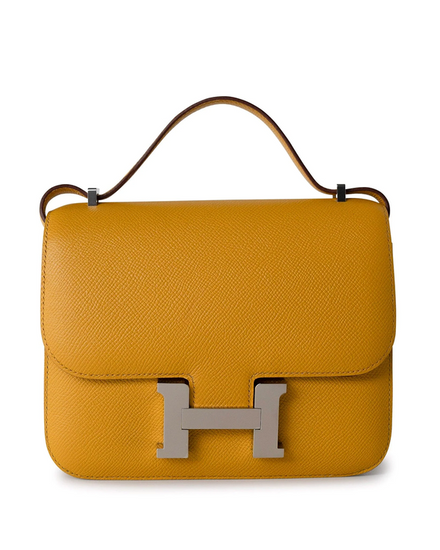 2018 Hermès Constance 18 Jaune Ambre 7.25 x 5.75 x 2IN Leather Palladium Hardware Leather Strap (18)